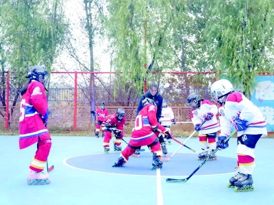 <br>          ■冰球项目展示 ■供图/河北省教育厅<br><br>        