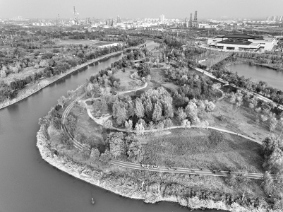 <br>          ■沧州市运河区大运河堤顶路风光（10月29日摄，无人机照片）<br><br>        