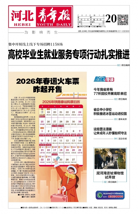 河北青年报2026年01月20日头版