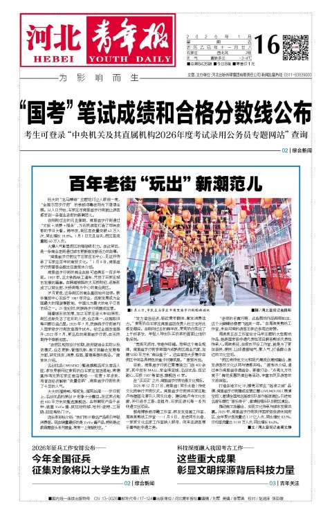 河北青年报2026年01月16日头版